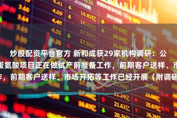 炒股配资平台官方 新和成获29家机构调研：公司与中石化合作的液体蛋氨酸项目正在做试产前准备工作，前期客户送样、市场开拓等工作已经开展（附调研问答）